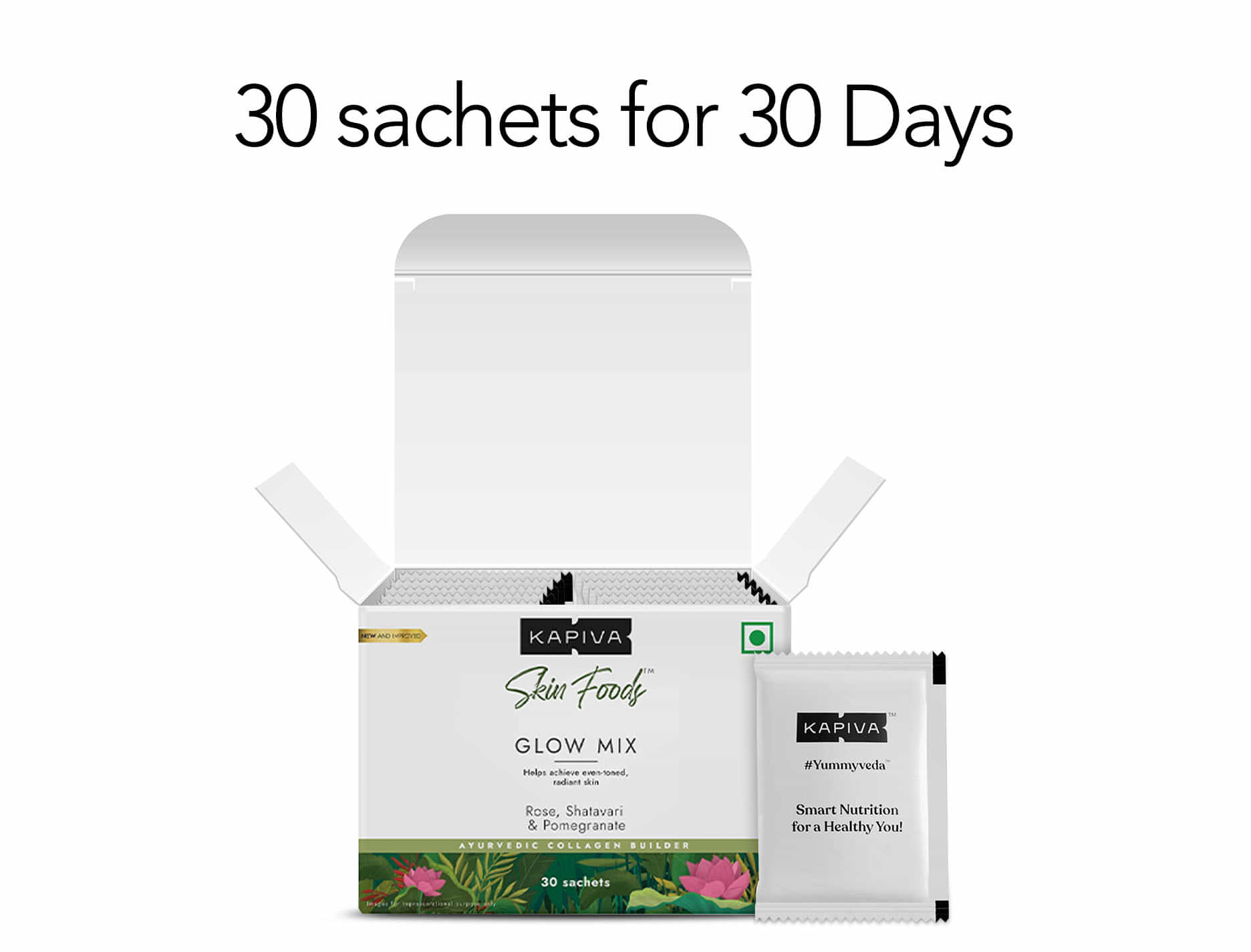 Get the power of multiple natural ingredients to fade pigmentation in one sachet every day. Start your journey with 30 sachets in the first month.